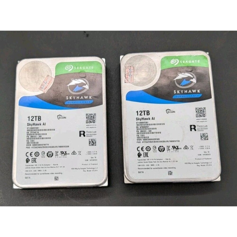 2x AS IS FOR PARTS Seagate SkyHawk AI 12TB SATA 7200 RPM 256MB Cache HDD